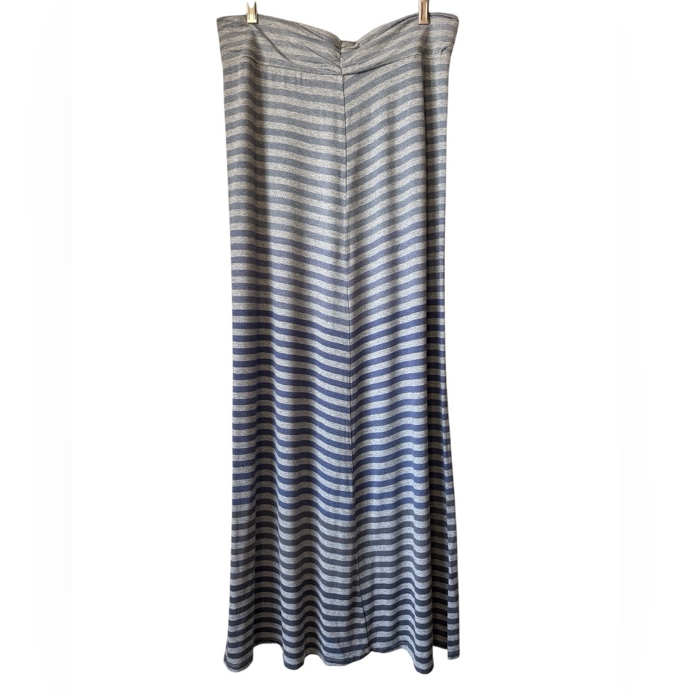 Blue/Gray Ombré Striped A-Line Women's Maxi Skirt-Size M
